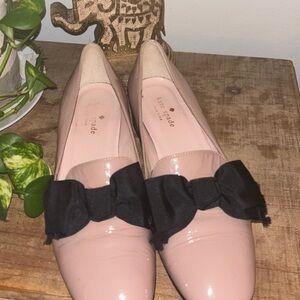 Kate Spade Blush Flats with Black Bow